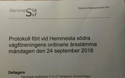 2018 års stämmoprotokoll finns nu på hemsidan