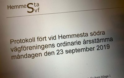 2019 års stämmoprotokoll finns nu på hemsidan